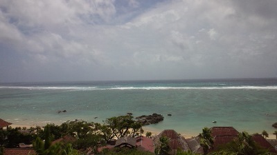 奄美大島、馬車山村、浜辺、遠景